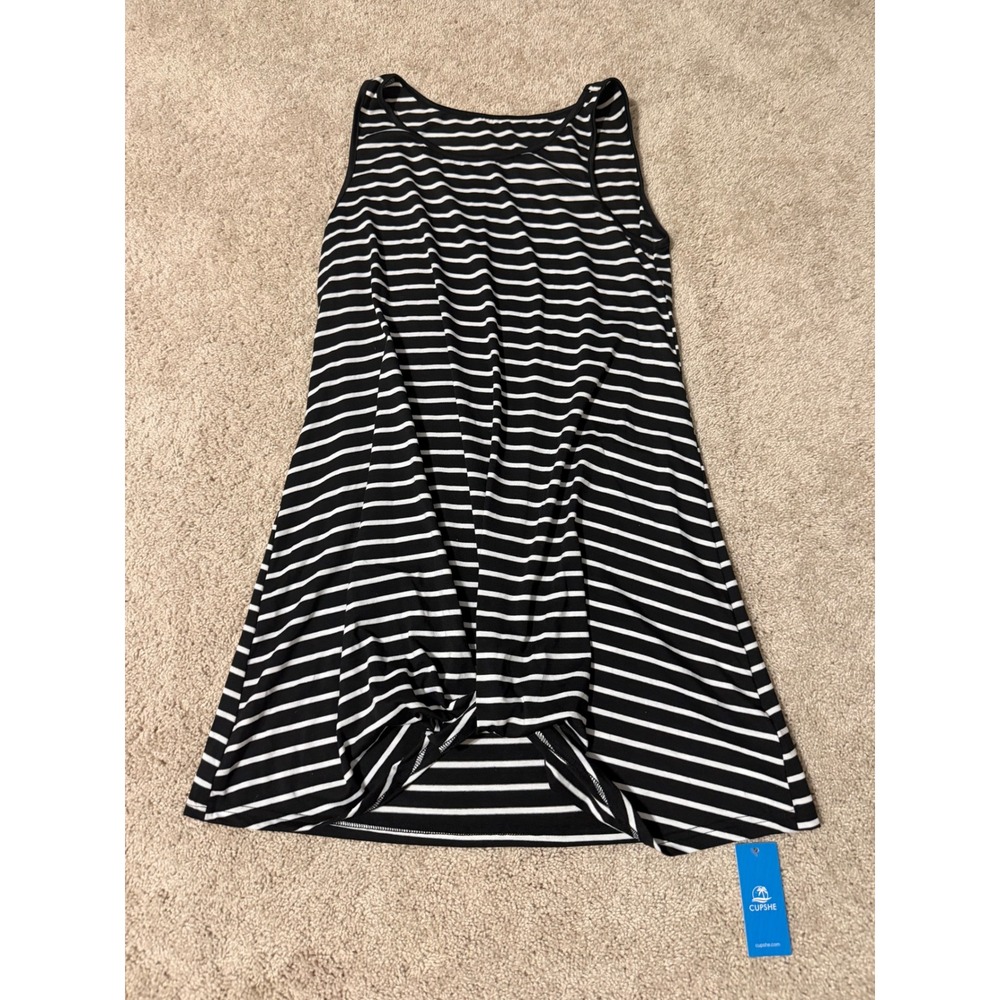 Cupshe Black White Striped Sleeveless Twist Front Mini Dress Small CAA07B4C036CA